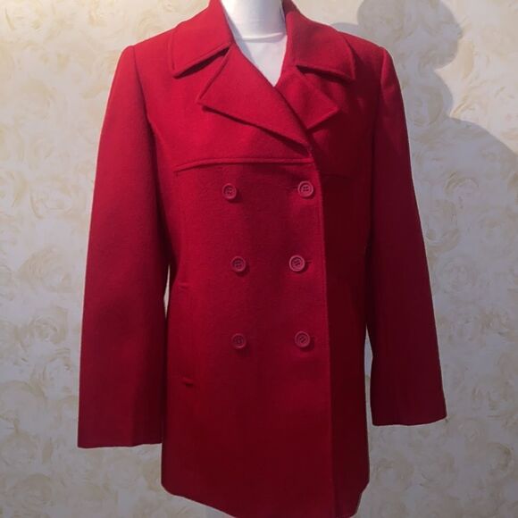 Express Wool Ruby Pea Coat! - Picture 1 of 16